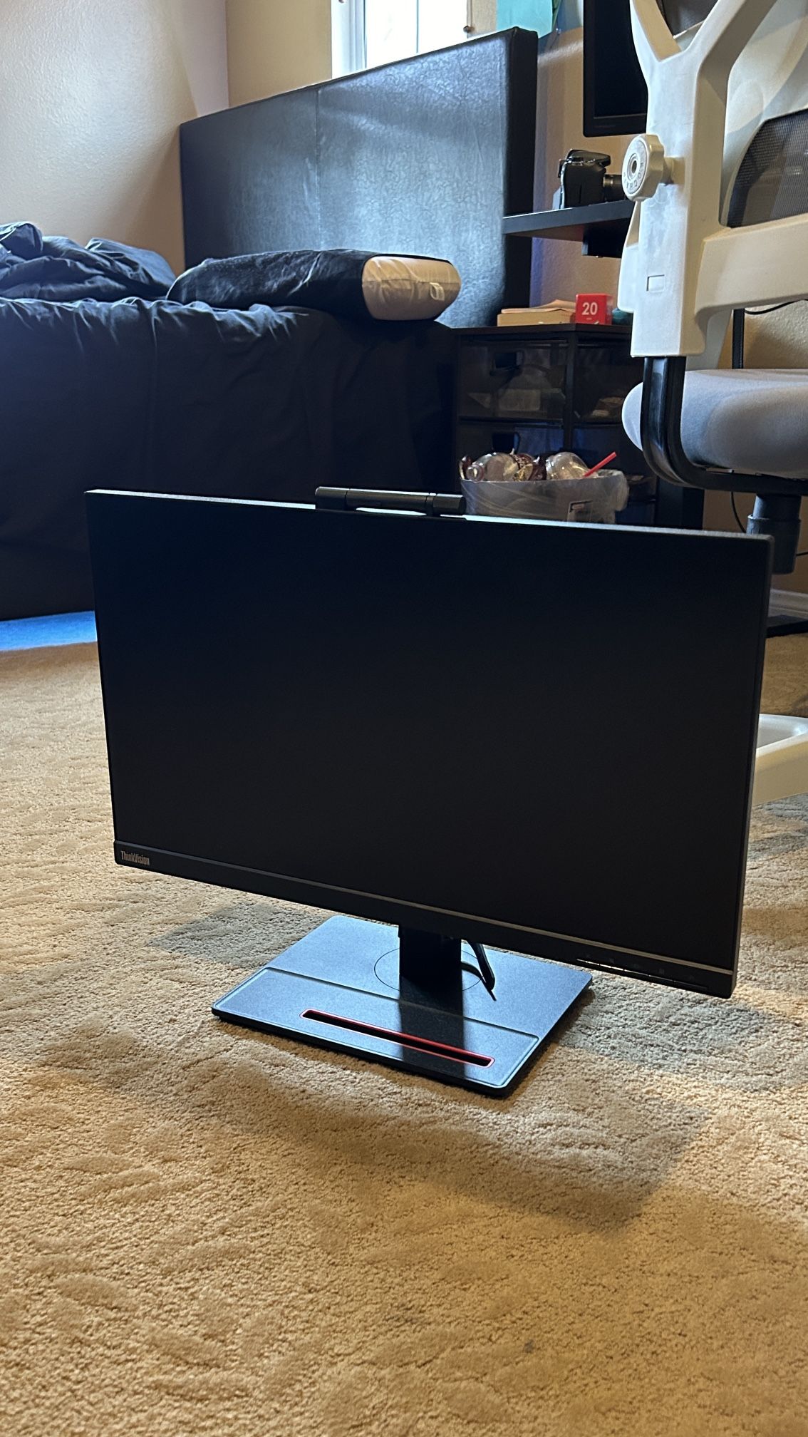 Thinkvision Monitor With Webcam, Rotating Base, Cable Management And Can Stand Vertical!