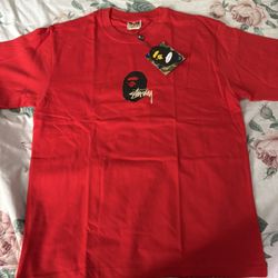 BAPE x Stüssy Red Tee – Size M (Brand New)