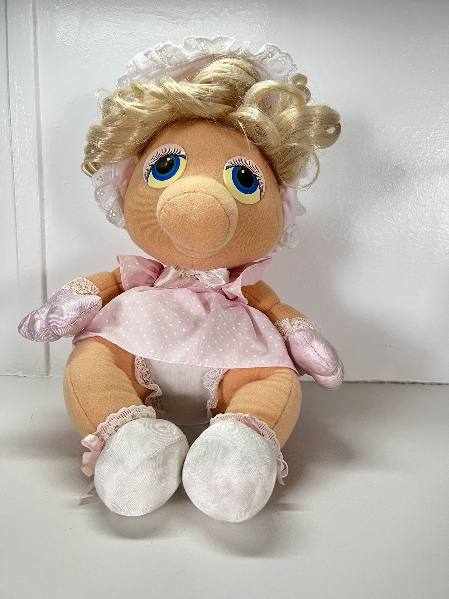 Vintage Muppet Babies Miss Piggy Plush Doll Hasbro Softies 12" Jim Henson 1983
