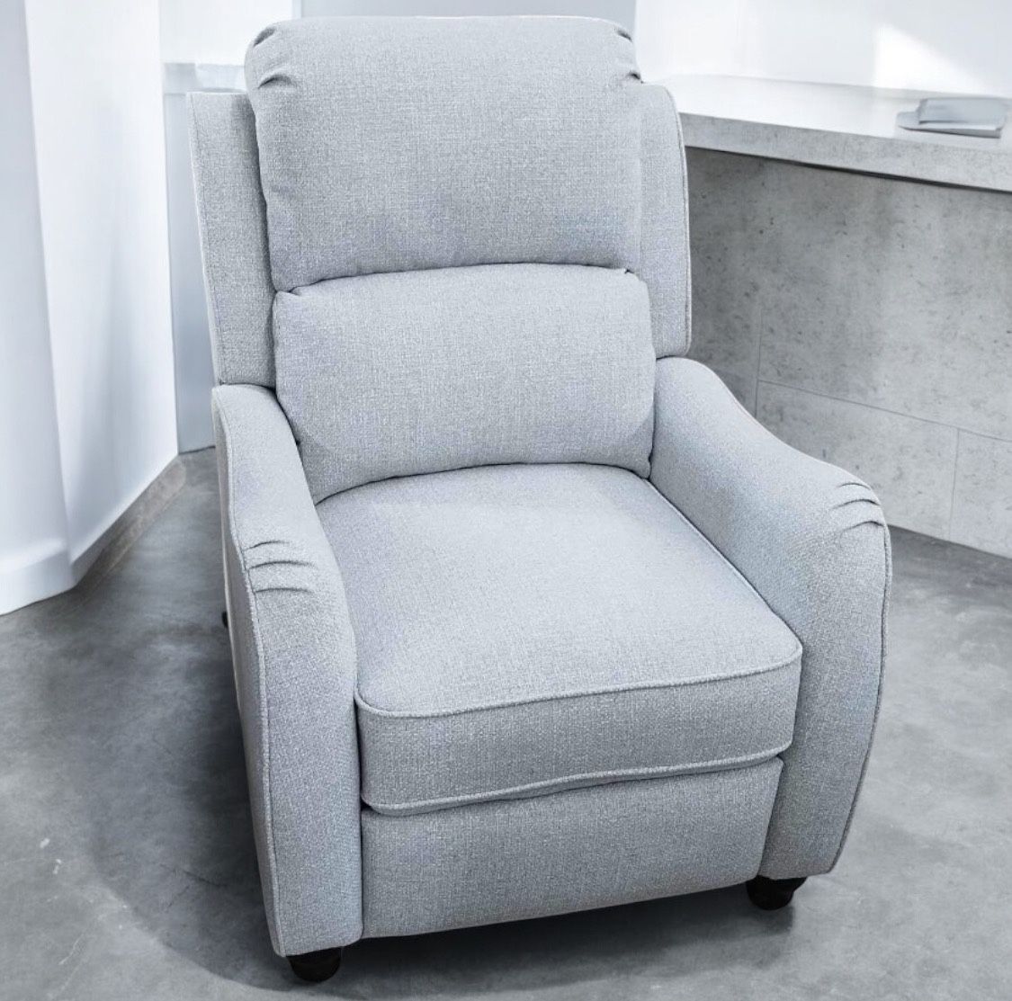 New Push Back Recliner Chair - Grey Fabric