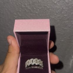 Moissanite Cuban Link diamond ring