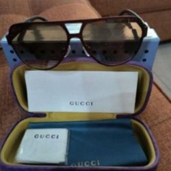 GUCCI GG 0227S 003   Oval Metal Sunglasses With Brown  Gradeint Lens 62mm Mens Or Women's! Great Deal 