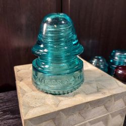 Vintage Hemingray 19 Aqua Blue Glass Insulator