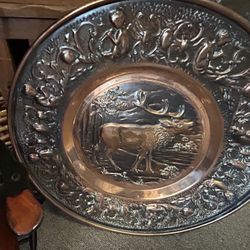 Large Vintage Copper Decorative Wall Plate