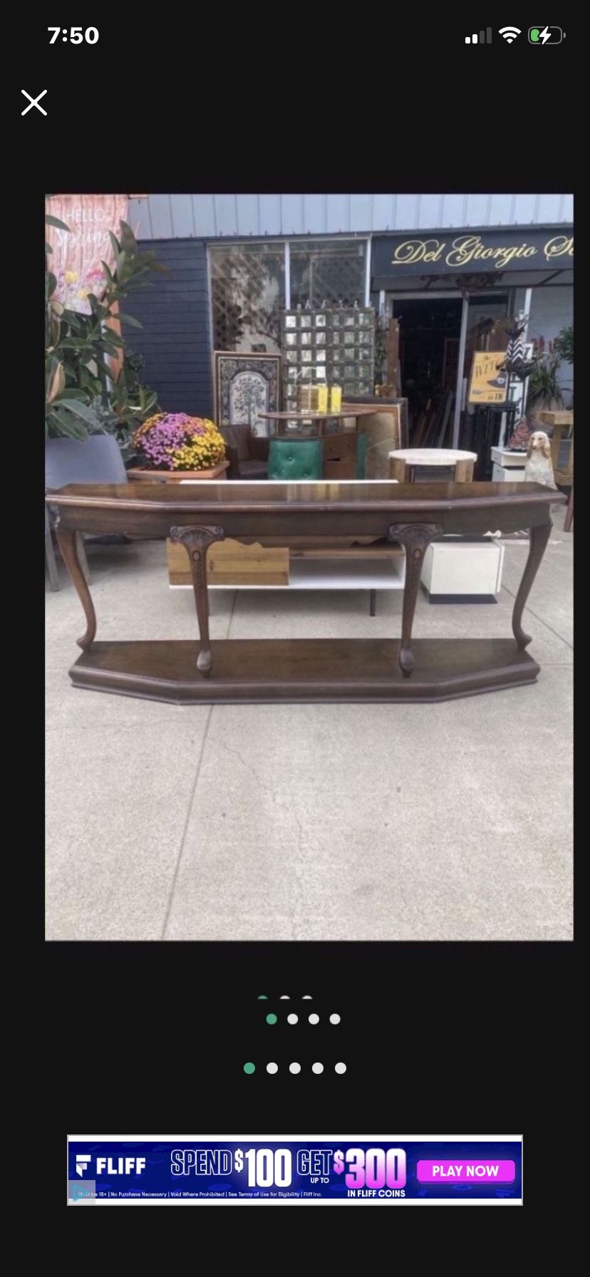 Antique, Beautiful, Solid Wood Hallway, Entry Table