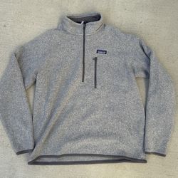 Patagonia Mens Better Sweater 1/4 Zip Fleece Size L Gray Pullover Hiking Warm