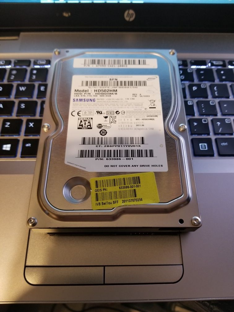 3.5in Samsung Hard Drive 500GB | For desktop replacement | Spares # HD502HM | 633986-001| NTFS FORMATTED | READY FOR NEW COMPUTER.