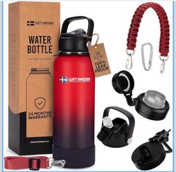 Luft Sweden stainless steel vacuum-insulated water bottle, featured here in a red and purple gradient color.