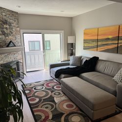 Hendley Fabric Sectional with Ottoman — Light Gray | Costco