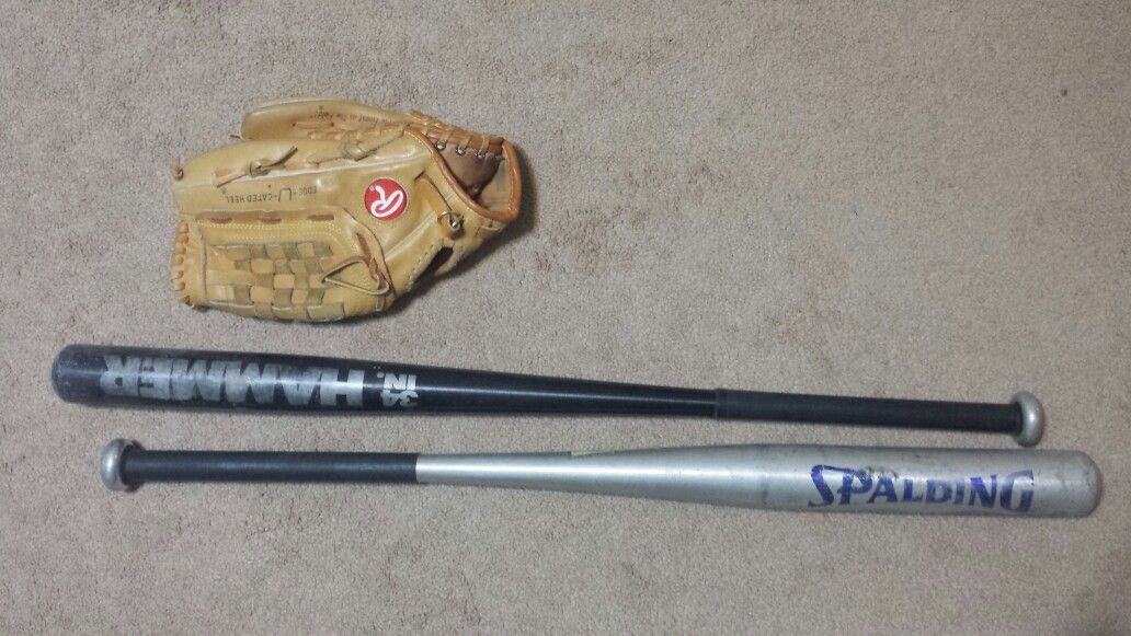 Rawlings glove, Easton Spalding bats