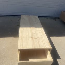 Birch wood storage bench