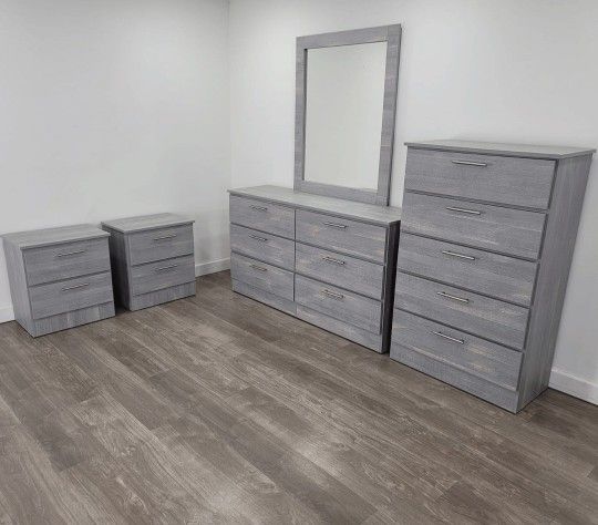 ⚫️DRESSER WITH MIRROR, CHEST AND TWO NIGHTSTANDS ⚪️ CÓMODA CON ESPEJO, GAVETERO Y DOS MESITAS DE NOCHE ⚫️