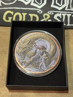 5 Oz .999 Pure Copper Coin - 2026 Liberia Dragon Slayer High Relief Colorized