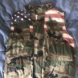 American flag vest with hoodie.
