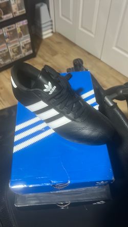 Adidas Black Leather Sneakers with White Stripes