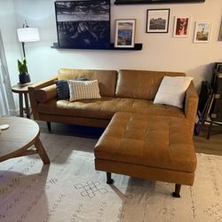 Poly & Bark Leather Sofa & Ottoman
