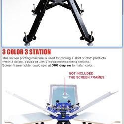 3 Color 3 Station Silk Screen Printing Press Equipment