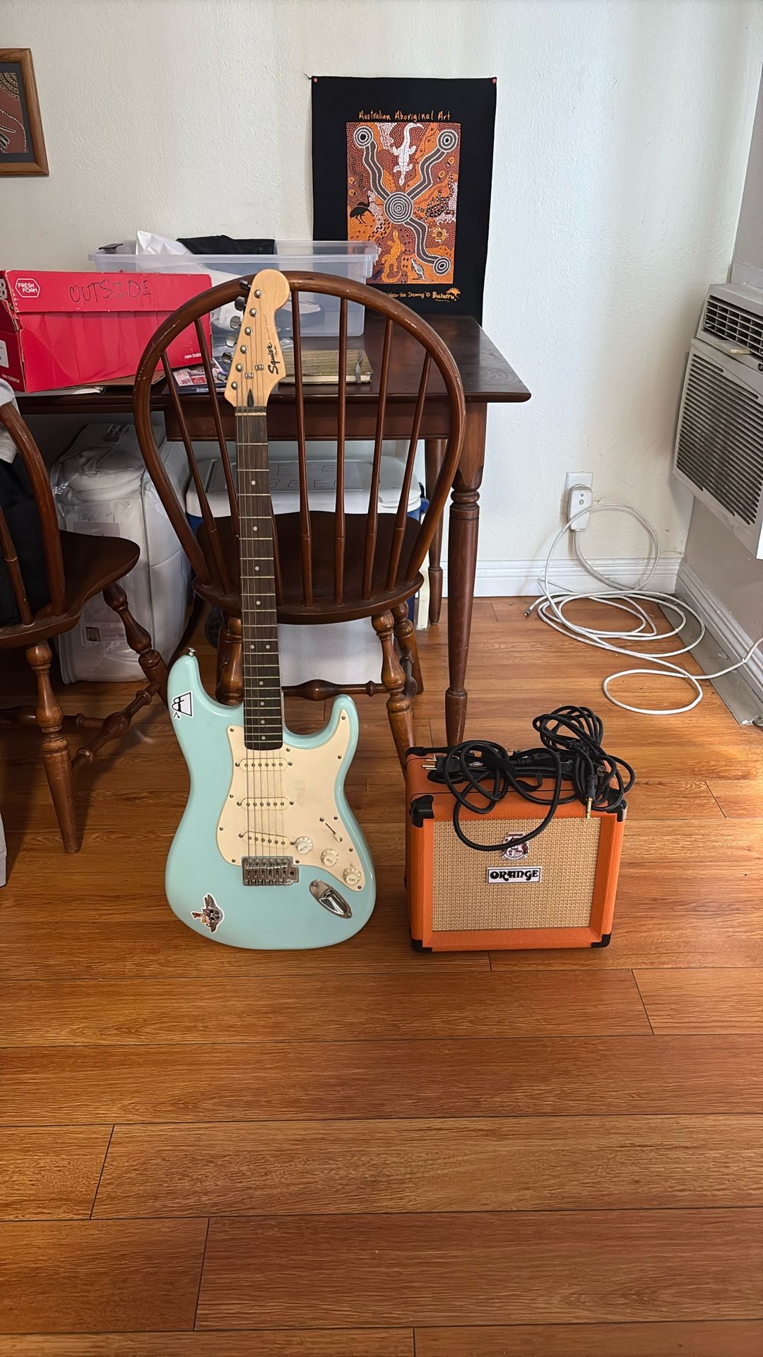 Squire Guitar + Orange Amp+cords