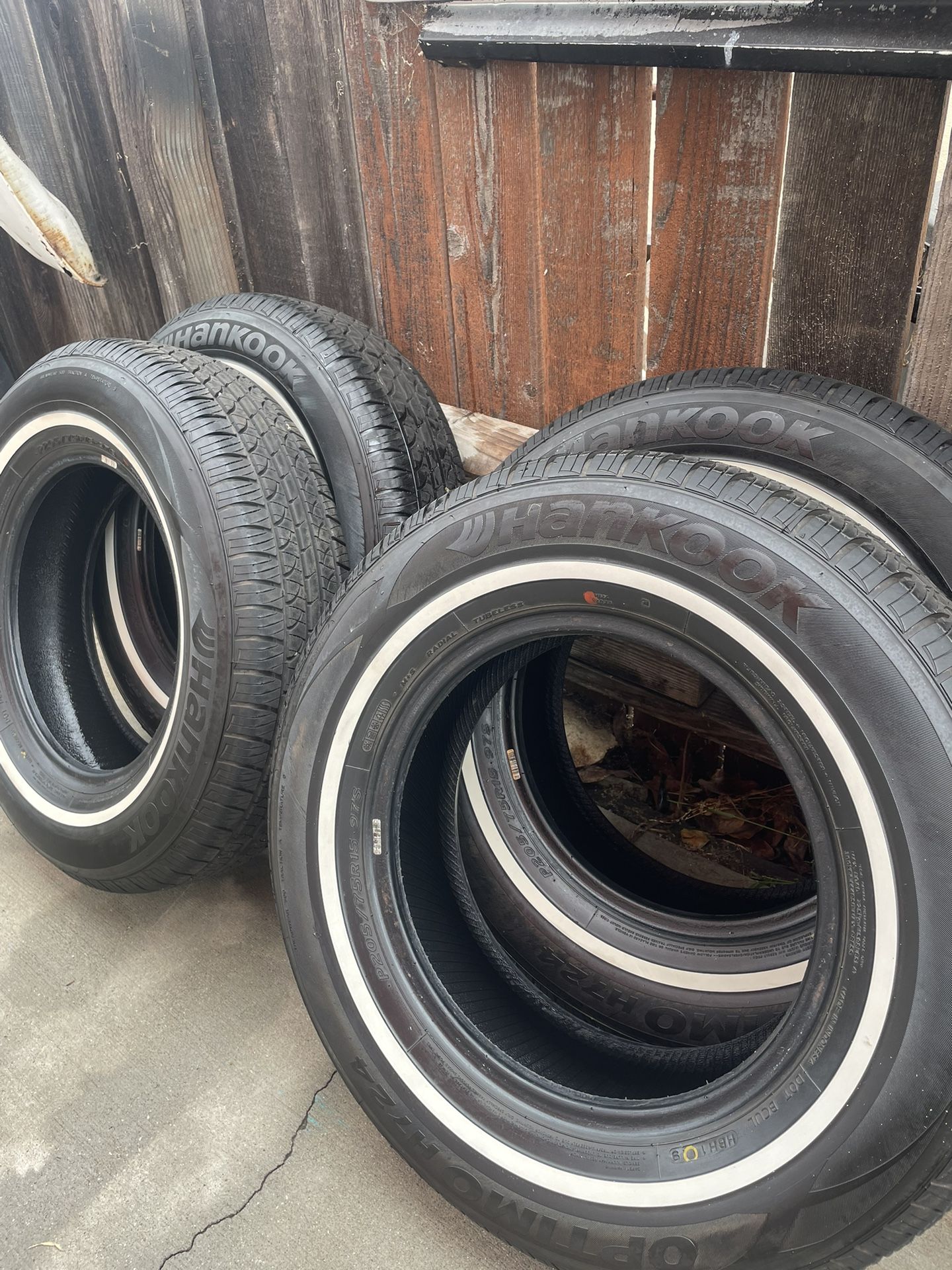 Hankook Optimo H724 White Wall 205/75R15 Steelie Wheels Chevy C10
