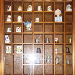 Vintage Thimble Collection With Glass Cabinet