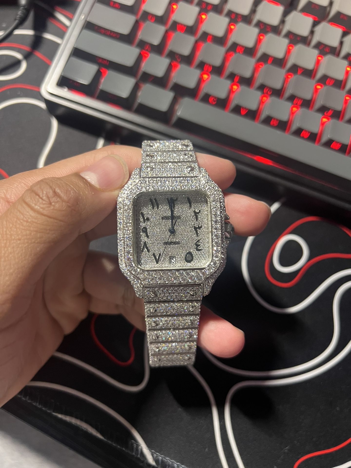 Iced out Cartier Arabic Dial