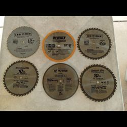 Set Of 6 Ten Inch Saw Blades For Table Saw, Chop Saw, Or Combination Saw