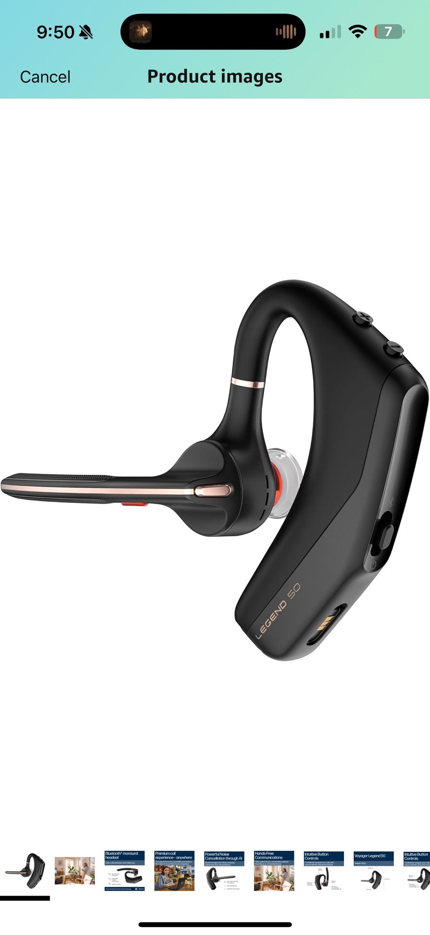 POLY HP Voyager Legend 50 - Bluetooth Headset - Discreet Boom & 4 Noise-Canceling Mics, AI NoiseBlockAI & WindSmart Technology - Seamless Connectivity