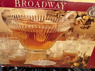 Broadway Glass Punch Bowl Set 27 Piece