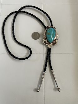 Sterling silver and turquoise bolo