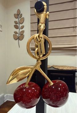 Coach cherry keychain bag charm new
