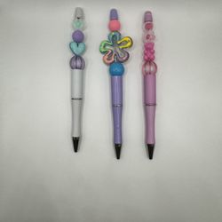 Handmade  Ballpoint Pen with Decorative Beads, Plastic Barrel, Unique Gift