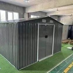 New in Box Assembled Need 8’ L x 10’’ W x 6.’ H galvanized steel Metal Storage Shed Outdoor Garden