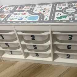 Kids Toy Storage Organizer with 9 Bins & Play Table