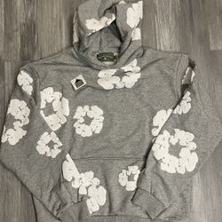 Gray Denim Tear Hoodie 