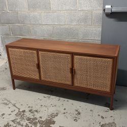 Threshold Minsmere TV Stand Media Console Brown Rattan Doors Up to 50”