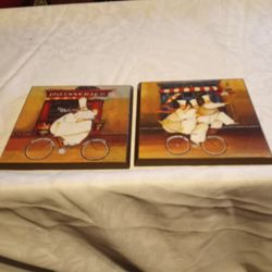 2 Culinary Art Decorations, Ready To Hang