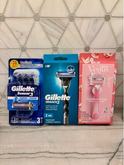 Gillette and Gillette Venus razors.  New in package