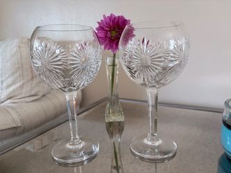 2 Waterford Millennium Crystal Toasting Balloon Goblets (sunburst)