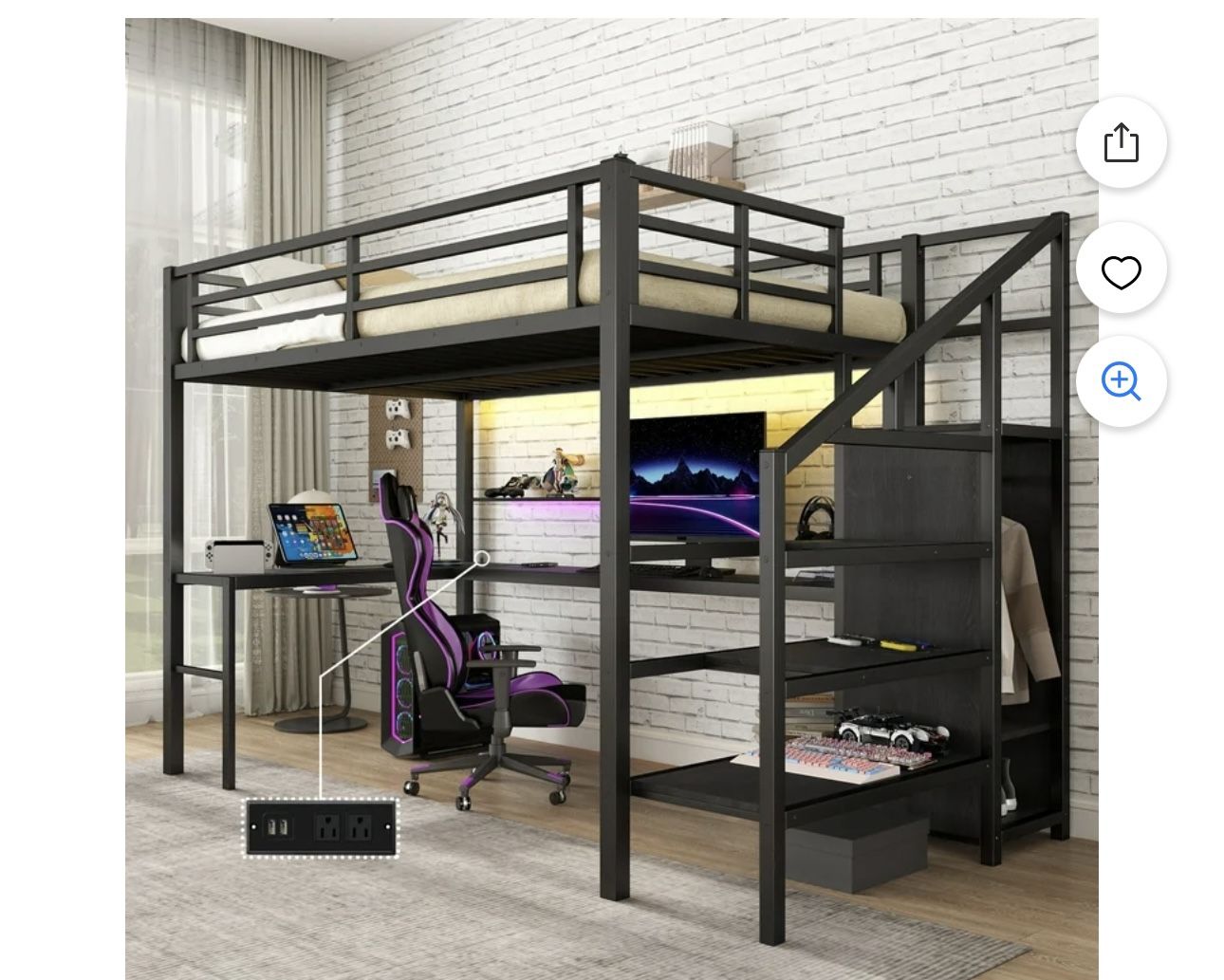 Full size Bunk Bed With Bottom Desk