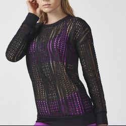 Fabletics Lace Sophie Black Casual Tunic  Blouse