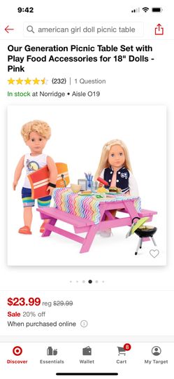 Our Generation Picnic Table For Ten 