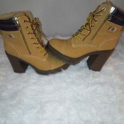 women G-Los Angeles Brown & Gold Ankle Boots
