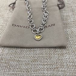 David Yurman Heart Charm 925 Sterling Silver Bracelet 