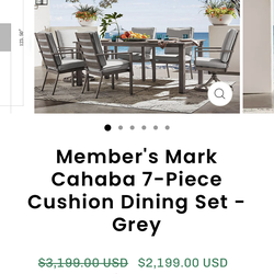 Member's Mark Cahaba 7-Piece Cushion Dining Set-Grey