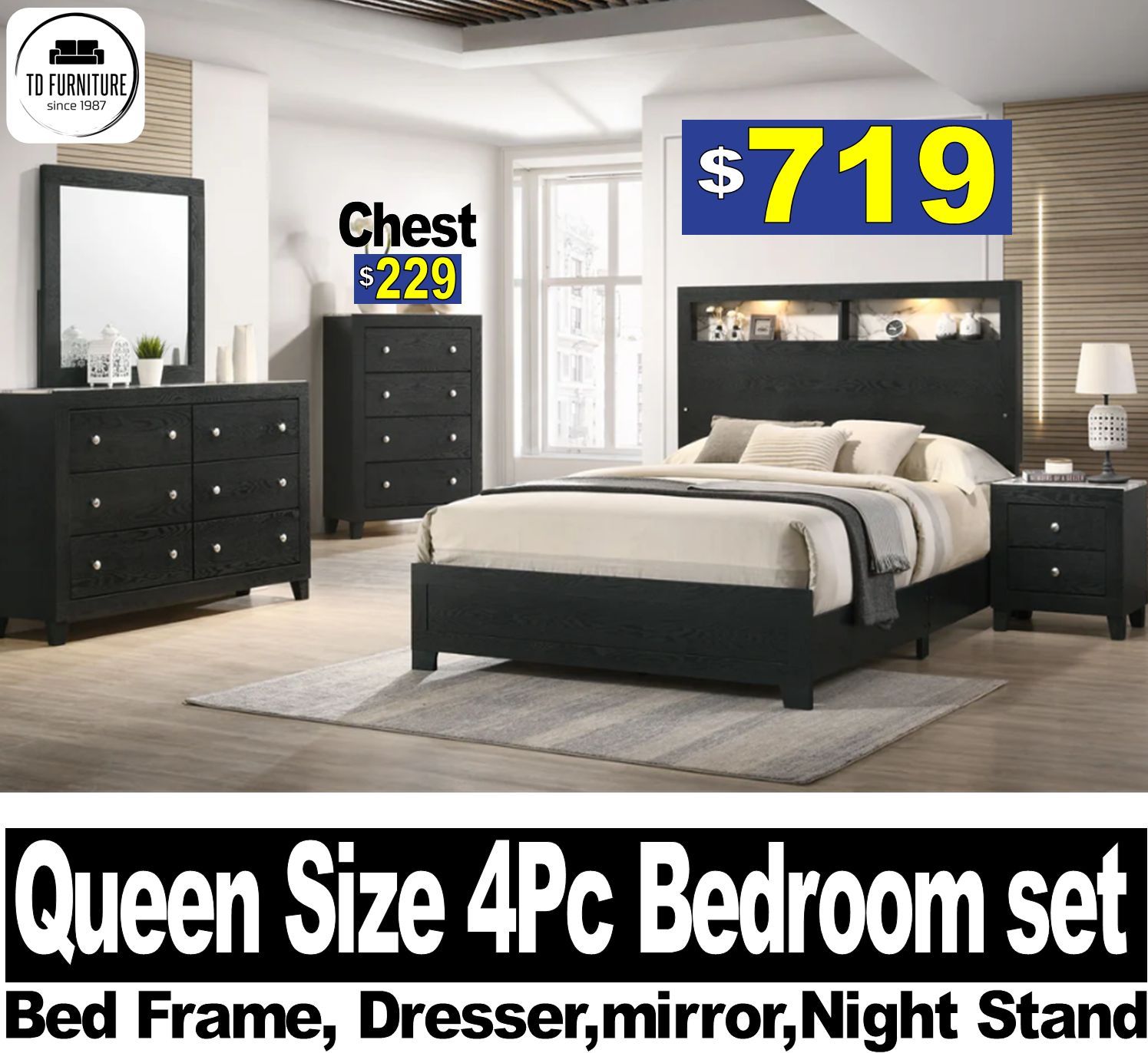 4Pc Queen size bedroom set