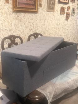 Drak Grey Fabric Folding Storage Ottoman Storage Chest with Divider Bed End Bench
