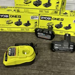ONE+ 18V Lithium-Ion Starter Kit with 2.0 Ah Battery, 4.0 Ah Battery, and Charger 