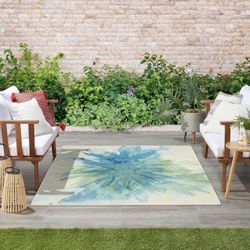 Nourison Home Color Splash Ivory Blue 5'3" x 7'3" Area Rug - Easy Clean, Non Shedding, Bed Room, Living Room, Dining Room, Kitchen (5' x 7')  Color: I