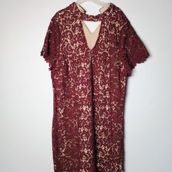 Blu Pepper Gigi Choker Mini Lace Burgundy Dress - 2XL