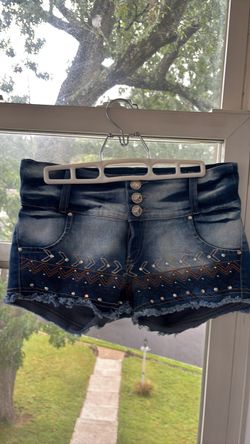Rhinestone denim shorts